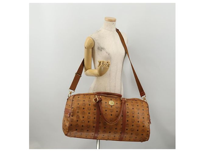 Bolso MCM Vicetos Boston PVC Cuero 2way Marrón Tono Dorado Auth 199534 Castaño - vista 25