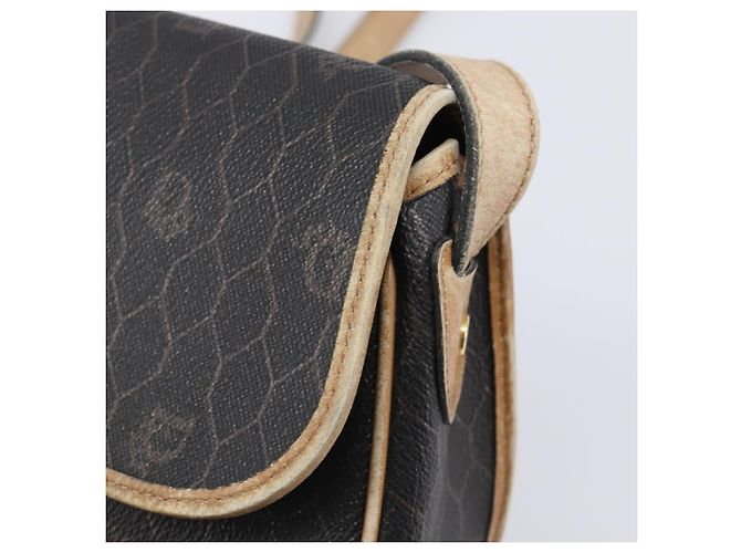 Borsa a tracolla Christian Dior Honeycomb PVC Leather Nero Oro Auth 204704 - vista 10