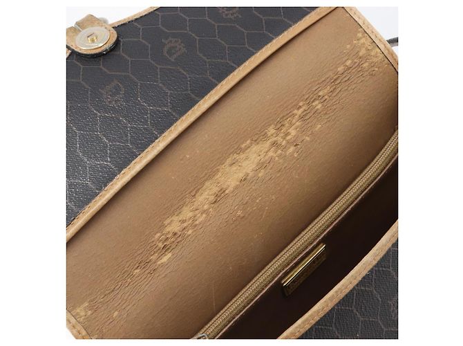 Borsa a tracolla Christian Dior Honeycomb PVC Leather Nero Oro Auth 204704 - vista 11