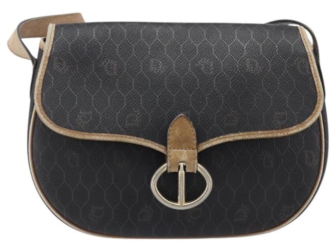 Borsa a tracolla Christian Dior Honeycomb PVC Leather Nero Oro Auth 204704 - vista 13
