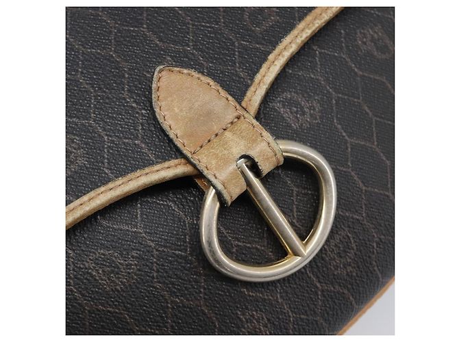 Borsa a tracolla Christian Dior Honeycomb PVC Leather Nero Oro Auth 204704 - vista 19