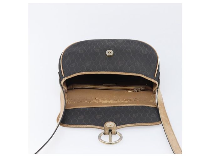 Borsa a tracolla Christian Dior Honeycomb PVC Leather Nero Oro Auth 204704 - vista 20