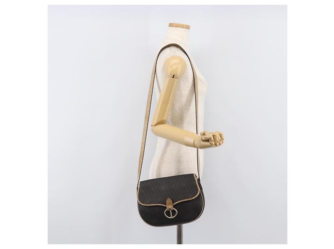 Borsa a tracolla Christian Dior Honeycomb PVC Leather Nero Oro Auth 204704 - vista 26