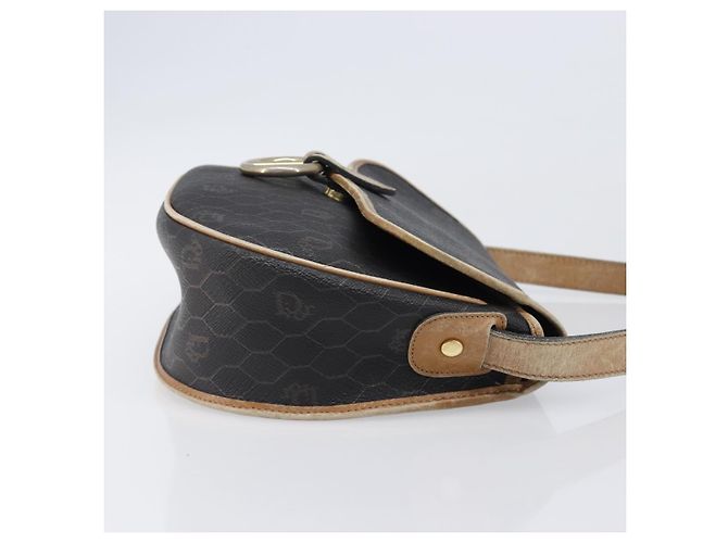 Borsa a tracolla Christian Dior Honeycomb PVC Leather Nero Oro Auth 204704 - vista 3
