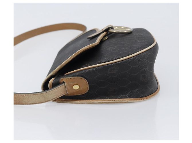 Borsa a tracolla Christian Dior Honeycomb PVC Leather Nero Oro Auth 204704 - vista 4