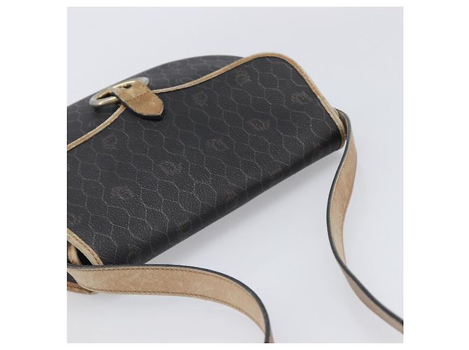 Borsa a tracolla Christian Dior Honeycomb PVC Leather Nero Oro Auth 204704 - vista 6