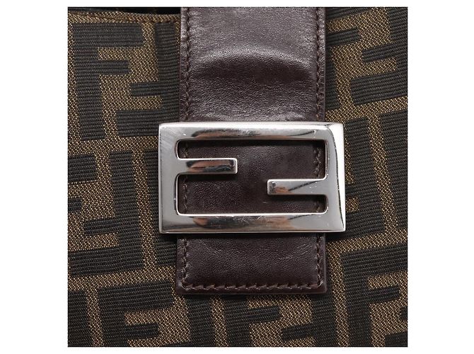 Borsa a tracolla FENDI Zucca Canvas Mamma Baguette Nero Argento Auth BA15572A - vista 21