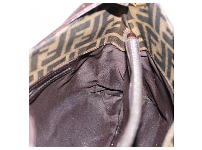 Borsa a tracolla FENDI Zucca Canvas Mamma Baguette Nero Argento Auth BA15572A - vista 23