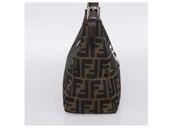 Borsa a tracolla FENDI Zucca Canvas Mamma Baguette Nero Argento Auth BA15572A - vista 3