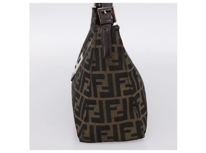 Borsa a tracolla FENDI Zucca Canvas Mamma Baguette Nero Argento Auth BA15572A - vista 4