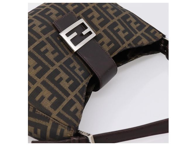 Borsa a tracolla FENDI Zucca Canvas Mamma Baguette Nero Argento Auth BA15572A - vista 6