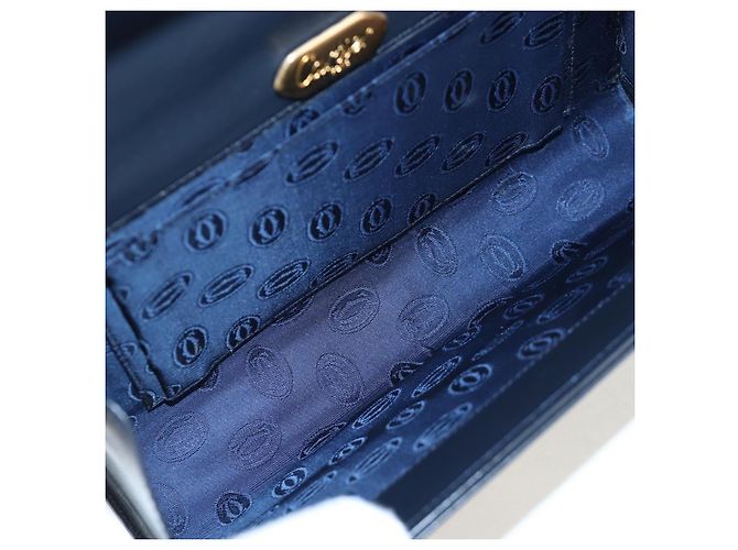 Borsa a tracolla con catena CARTIER Pelle Navy Gold Auth 201192V D'oro Blu navy - vista 10