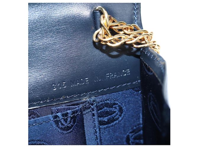 Borsa a tracolla con catena CARTIER Pelle Navy Gold Auth 201192V D'oro Blu navy - vista 11