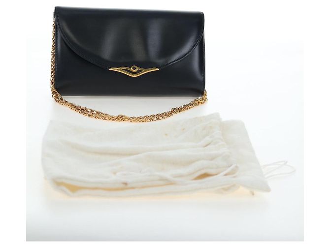 Borsa a tracolla con catena CARTIER Pelle Navy Gold Auth 201192V D'oro Blu navy - vista 12