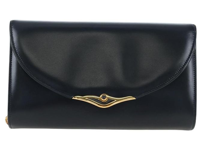 Borsa a tracolla con catena CARTIER Pelle Navy Gold Auth 201192V D'oro Blu navy - vista 13