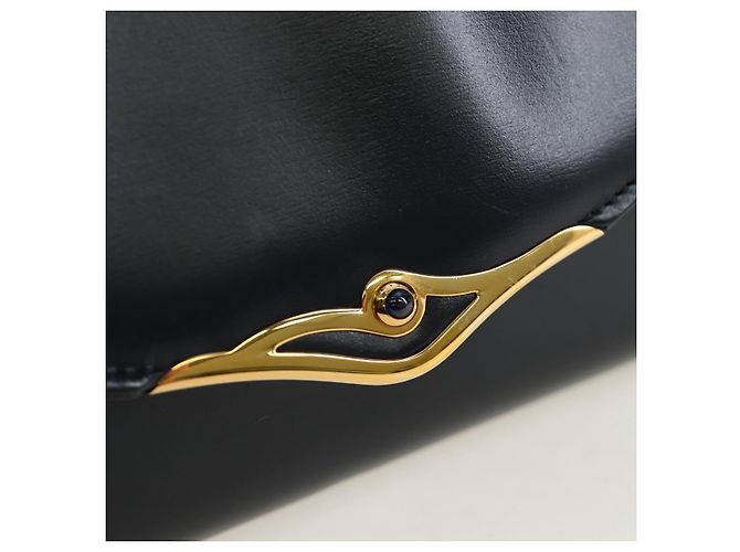 Borsa a tracolla con catena CARTIER Pelle Navy Gold Auth 201192V D'oro Blu navy - vista 19