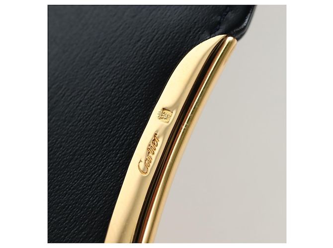 Borsa a tracolla con catena CARTIER Pelle Navy Gold Auth 201192V D'oro Blu navy - vista 21