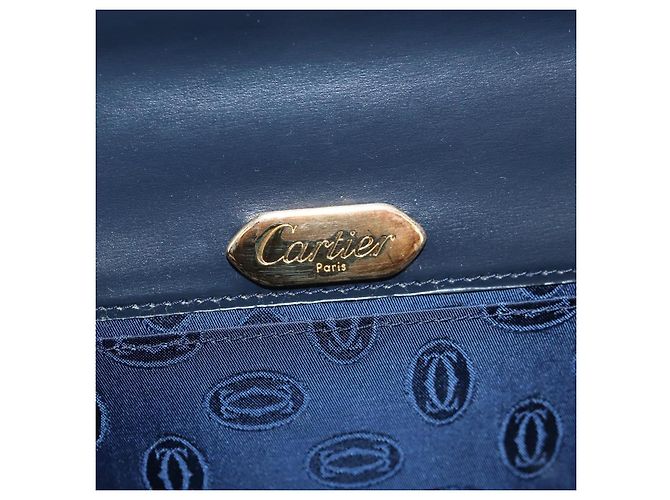 Borsa a tracolla con catena CARTIER Pelle Navy Gold Auth 201192V D'oro Blu navy - vista 22