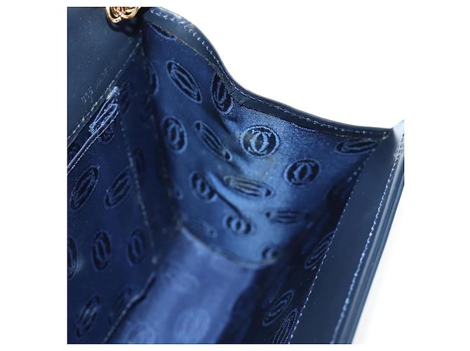 Borsa a tracolla con catena CARTIER Pelle Navy Gold Auth 201192V D'oro Blu navy - vista 23