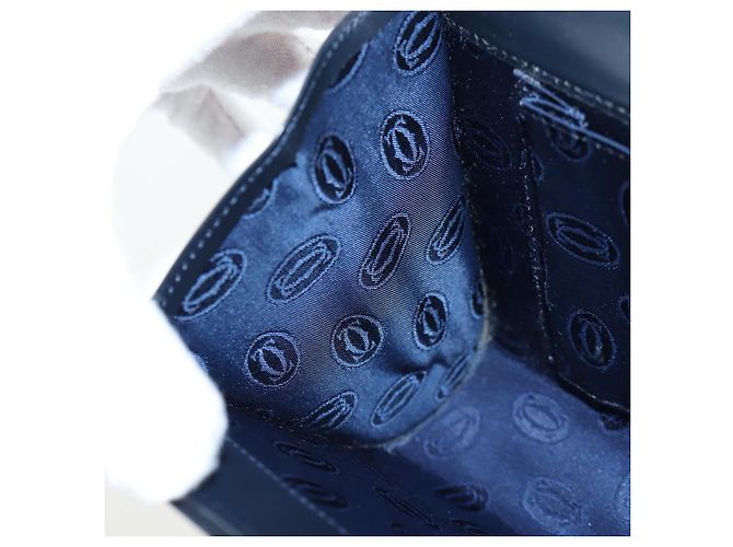 Borsa a tracolla con catena CARTIER Pelle Navy Gold Auth 201192V D'oro Blu navy - vista 24