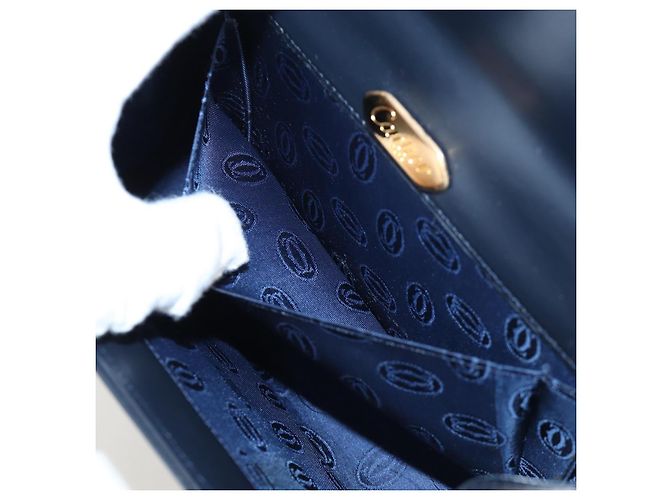 Borsa a tracolla con catena CARTIER Pelle Navy Gold Auth 201192V D'oro Blu navy - vista 25