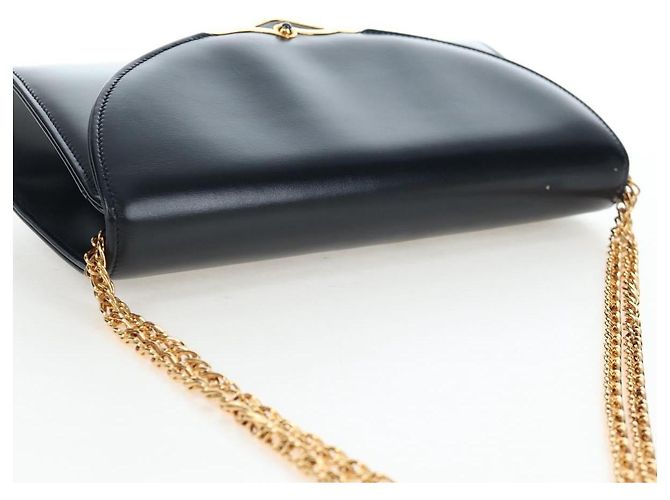 Borsa a tracolla con catena CARTIER Pelle Navy Gold Auth 201192V D'oro Blu navy - vista 6