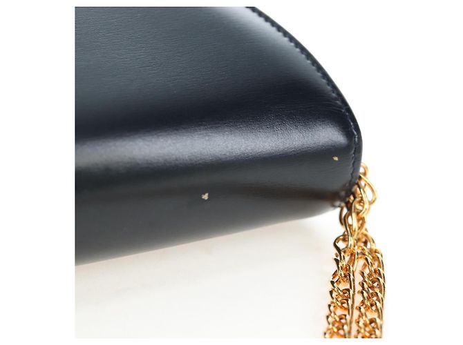 Borsa a tracolla con catena CARTIER Pelle Navy Gold Auth 201192V D'oro Blu navy - vista 7