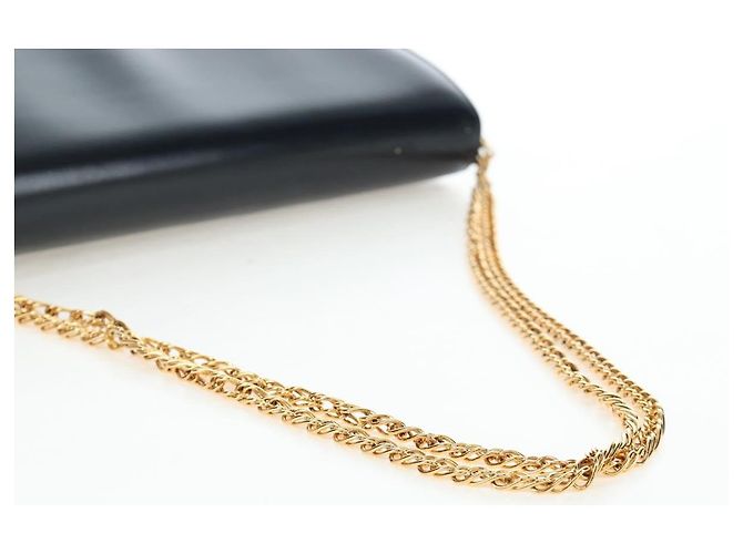 Borsa a tracolla con catena CARTIER Pelle Navy Gold Auth 201192V D'oro Blu navy - vista 8