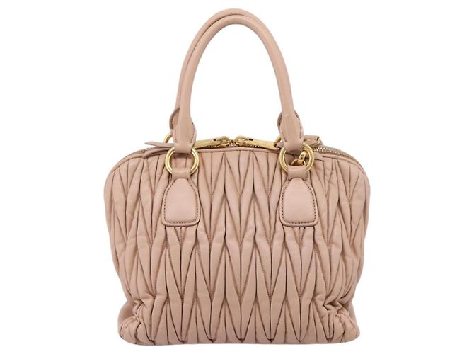 Borsa a mano Miu Miu Matelassé in pelle 2way Rosa Oro Auth 204868 D'oro - vista 2