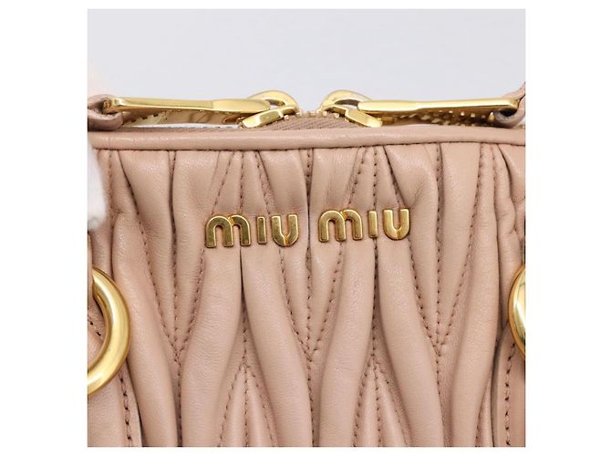 Borsa a mano Miu Miu Matelassé in pelle 2way Rosa Oro Auth 204868 D'oro - vista 20