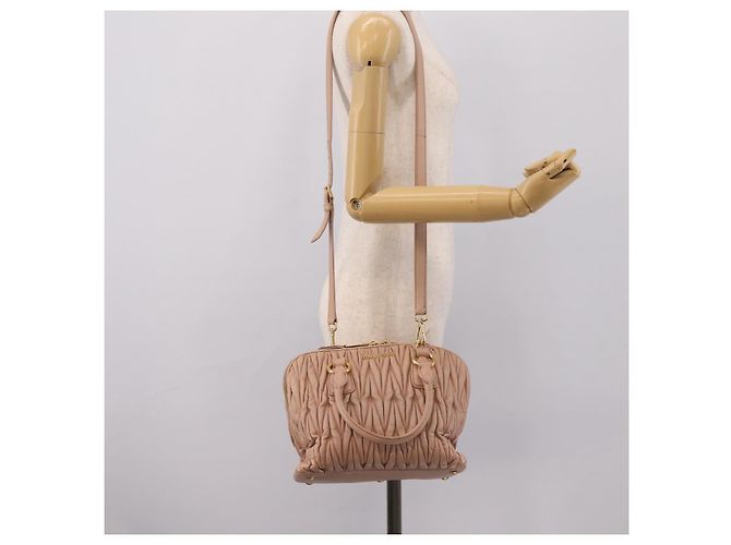 Borsa a mano Miu Miu Matelassé in pelle 2way Rosa Oro Auth 204868 D'oro - vista 31