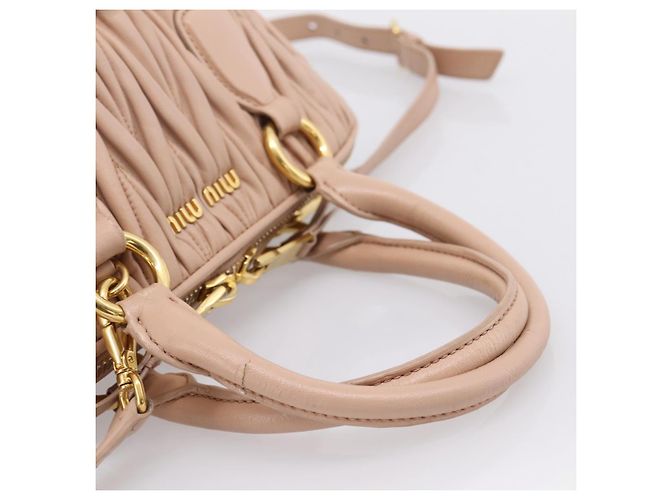 Borsa a mano Miu Miu Matelassé in pelle 2way Rosa Oro Auth 204868 D'oro - vista 7