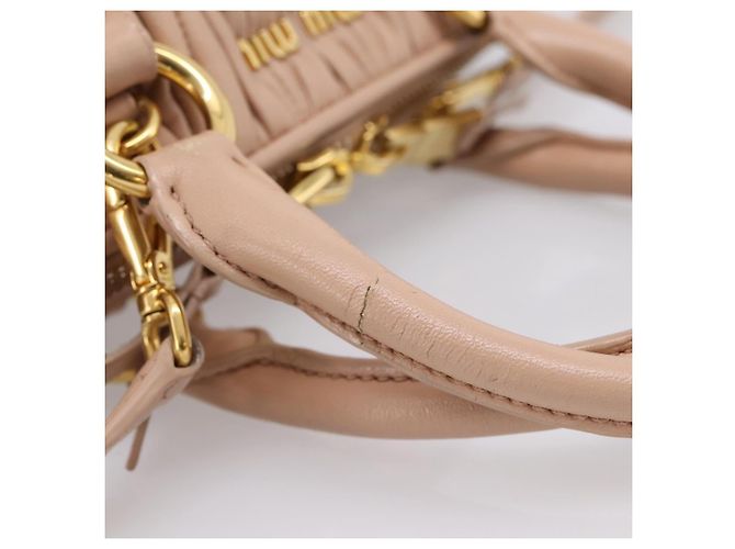 Borsa a mano Miu Miu Matelassé in pelle 2way Rosa Oro Auth 204868 D'oro - vista 8