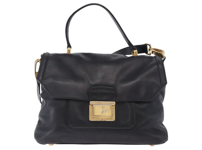Borsa a mano Miu Miu in pelle 2way Nero Tono Oro Auth ka6192A - vista 13