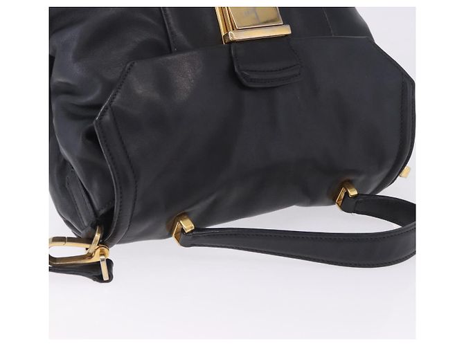 Borsa a mano Miu Miu in pelle 2way Nero Tono Oro Auth ka6192A - vista 14