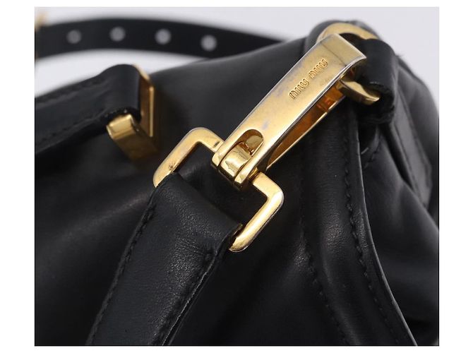 Borsa a mano Miu Miu in pelle 2way Nero Tono Oro Auth ka6192A - vista 21