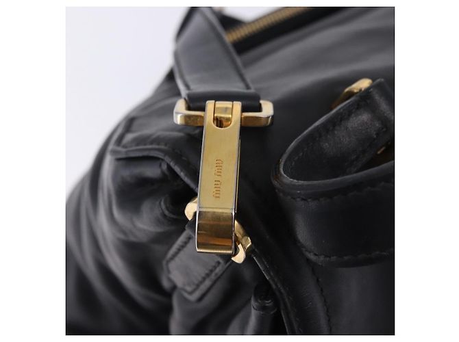 Borsa a mano Miu Miu in pelle 2way Nero Tono Oro Auth ka6192A - vista 22