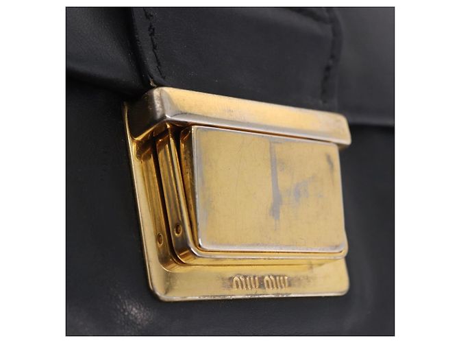 Borsa a mano Miu Miu in pelle 2way Nero Tono Oro Auth ka6192A - vista 27