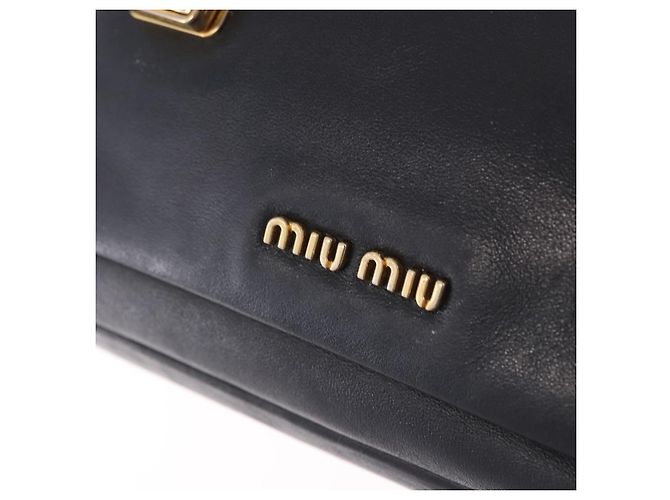 Borsa a mano Miu Miu in pelle 2way Nero Tono Oro Auth ka6192A - vista 28