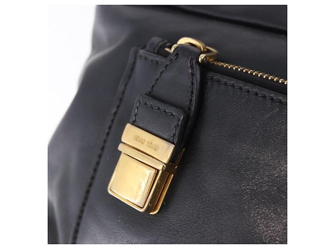 Borsa a mano Miu Miu in pelle 2way Nero Tono Oro Auth ka6192A - vista 29