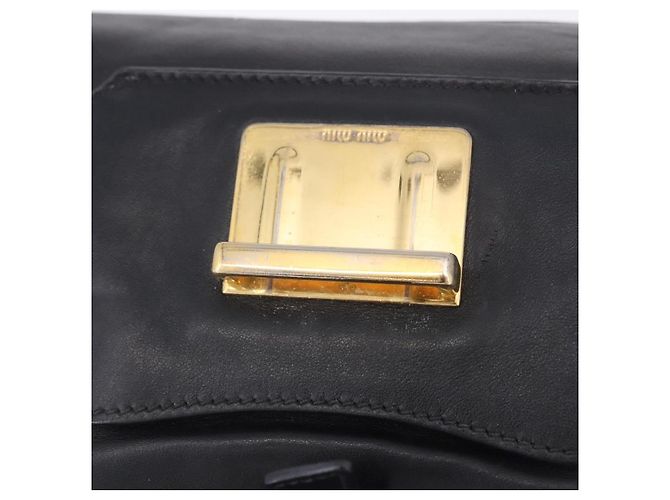 Borsa a mano Miu Miu in pelle 2way Nero Tono Oro Auth ka6192A - vista 31