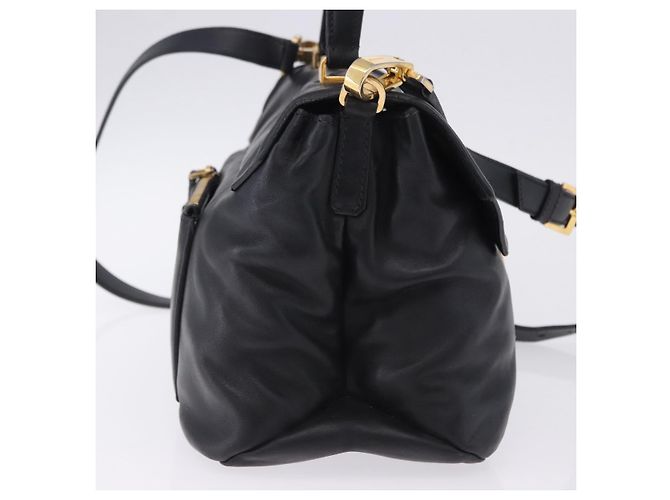 Borsa a mano Miu Miu in pelle 2way Nero Tono Oro Auth ka6192A - vista 4