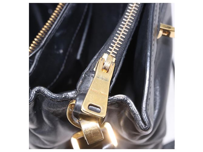 Borsa a mano Miu Miu in pelle 2way Nero Tono Oro Auth ka6192A - vista 40