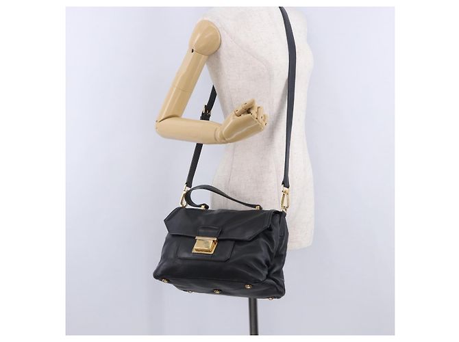Borsa a mano Miu Miu in pelle 2way Nero Tono Oro Auth ka6192A - vista 42