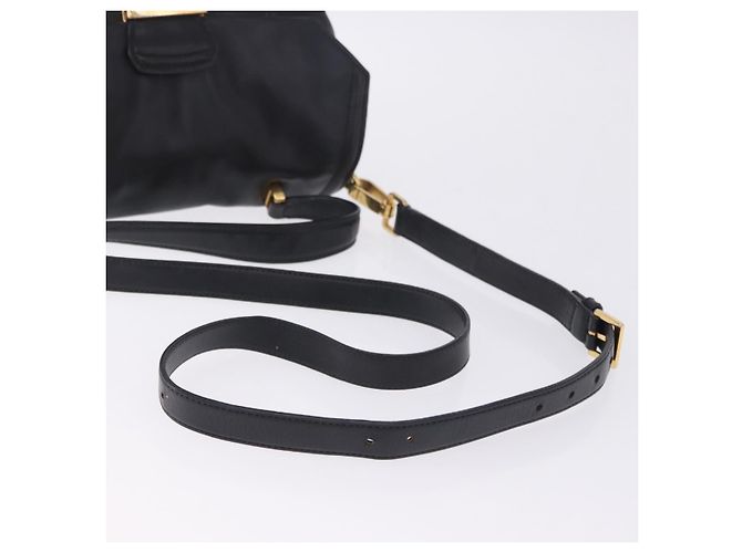 Borsa a mano Miu Miu in pelle 2way Nero Tono Oro Auth ka6192A - vista 9