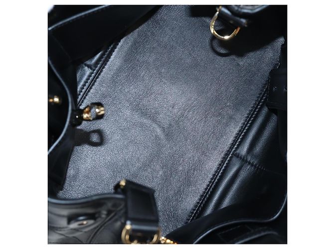 Borsa a mano PRADA in pelle 2way Nero Tono Oro Auth 167607SM - vista 10