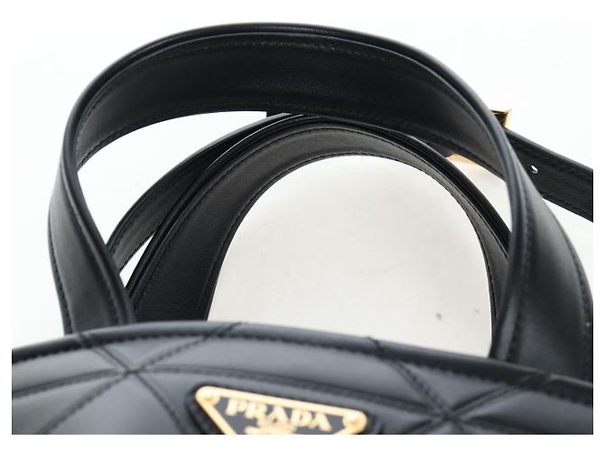 Borsa a mano PRADA in pelle 2way Nero Tono Oro Auth 167607SM - vista 14