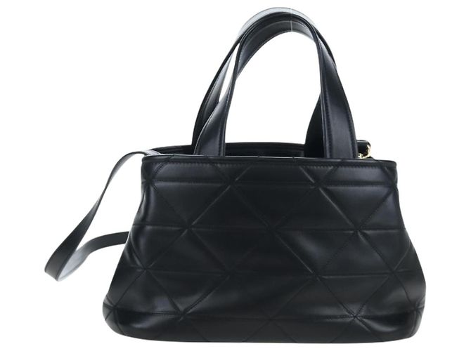 Borsa a mano PRADA in pelle 2way Nero Tono Oro Auth 167607SM - vista 2