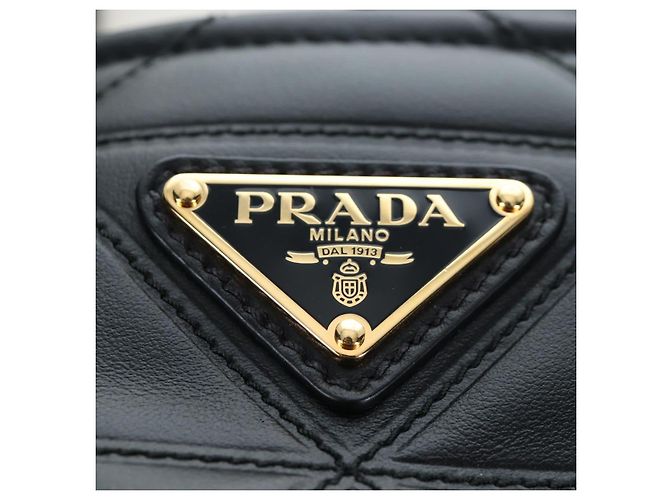 Borsa a mano PRADA in pelle 2way Nero Tono Oro Auth 167607SM - vista 21
