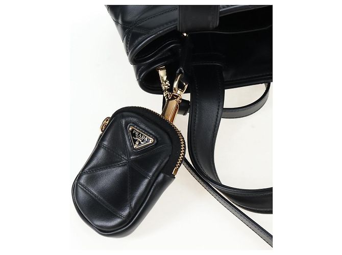 Borsa a mano PRADA in pelle 2way Nero Tono Oro Auth 167607SM - vista 22